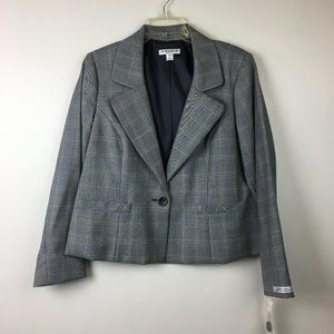 NWT Pendleton Women's Blue Plaid Catalina 100% Wool 1 Button Blazer